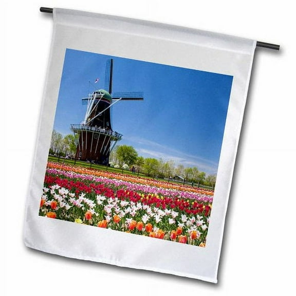 3dRose, Windmill Island park tulips, Holland, Michigan - US23 DFR0041 - David R. Frazier, 18 x 27 inch Garden Flag
