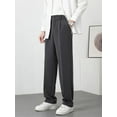thumbnail image 3 of Summer Men Straight Casual Pants 2023 New Korean Fashion Suit Pant Semi-Wide Banded Waist Slacks Male Baggy Long Trousers, 3 of 5