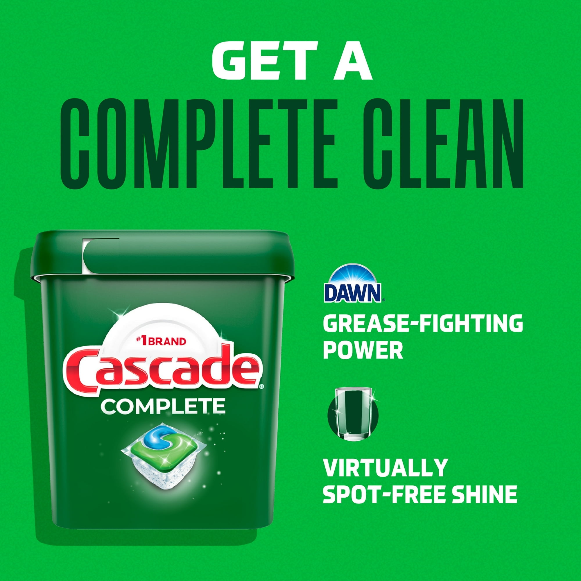 Cascade Complete Dishwasher Pods, Dishwasher Detergent, Dish Detergent Soap, Lemon, (2 Pack of 16 Count)