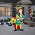 thumbnail image 2 of Gemmy Christmas Inflatable Buddy the Elf on Papa Elf's Lap, 7 ft Tall, Multi, 2 of 2