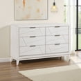 thumbnail image 6 of Benjara Zine 62 Inch Dresser, 6 Drawers, Antique White Wood, Black Handles, 6 of 6