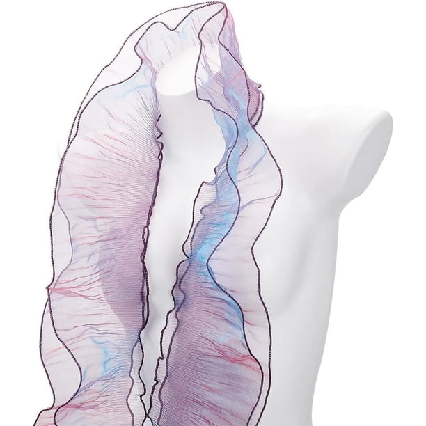 Tela de tul de organza de 7 yardas con volantes, pliegues, ribete de gasa, apliques y encaje.
