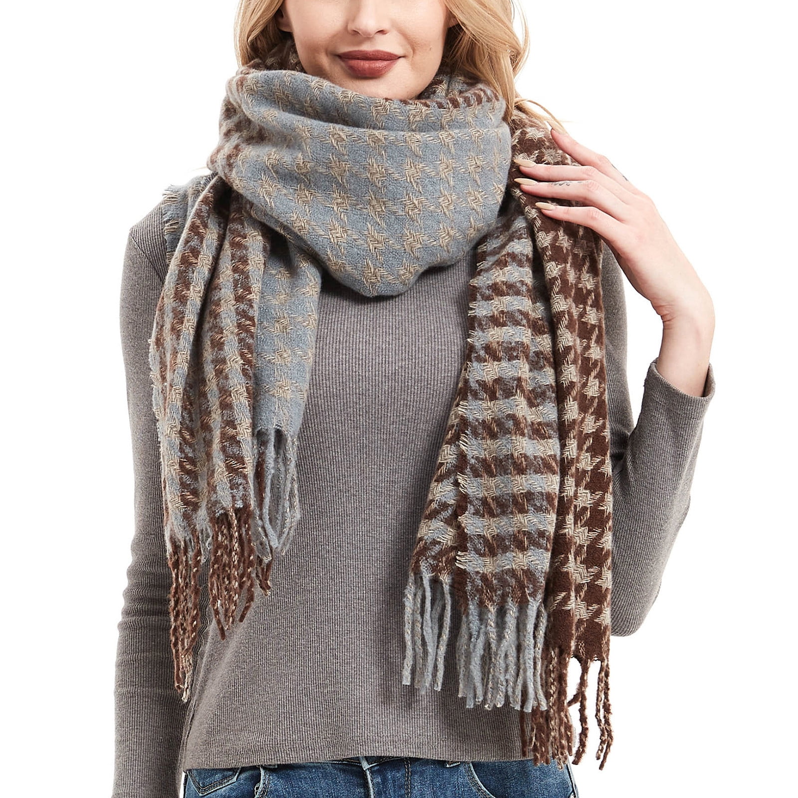 FITORON Womens Winter Wraps Scarves Scarves Plaid Fashion Fringed