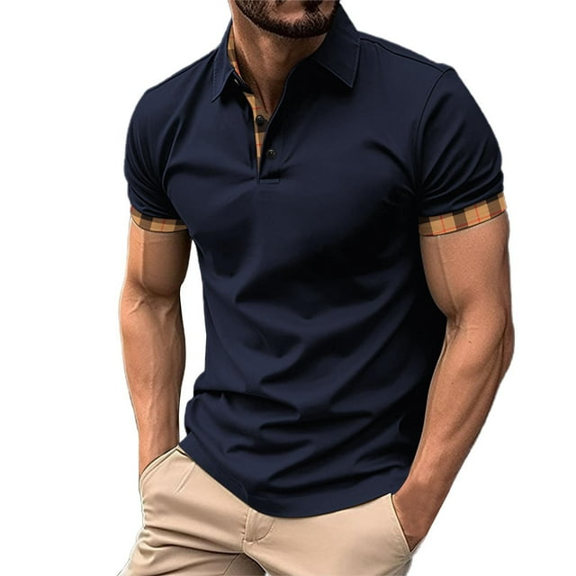 Men's Shirts for Spring and Autumn Casual Button-Down Solid Color Short Sleeve Shirt for Everyday Comfort