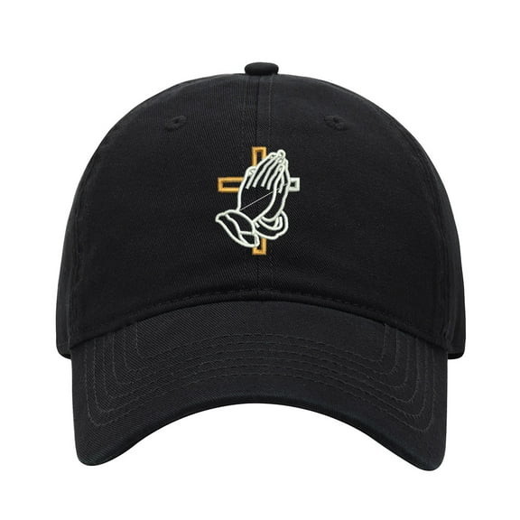 Baseball Cap Embroidered Hat for Praying Hands with Cross Men's Adjustable Cotton Unisex Embroidery Baseball Caps
