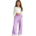 thumbnail image 3 of Ruyang Girls Oversized Wide Leg Sweatpants Fleece Athletic Joggers Drawstring Waist and Pockets Kids Baggy Straight Leg Track Pants, 3 of 6