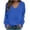 Dark Blue, variant on cocolona Womens V Neck Pullover Sweatshirts Solid Color Basic Casual Tunic Fall Tops