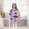 thumbnail image 6 of Wearable Blanket Hoodie for Purple and Orange Floral Flannel Hooded Blanket with Pockets and Sleeves Suitable, 6 of 7