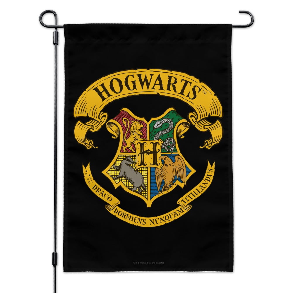 Harry Potter Ilustrated Hogwart's Crest Garden Yard Flag