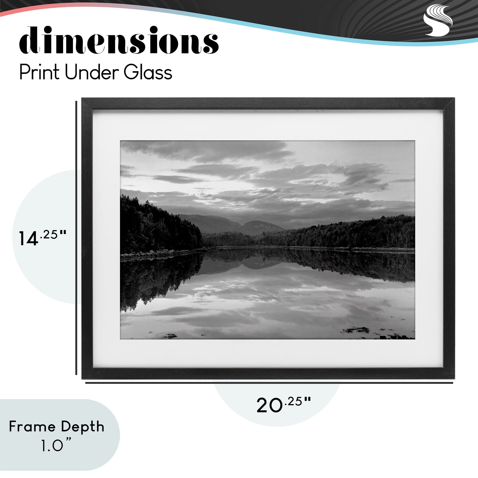 Stupell Industries Acadia Reflection in Monochrome Black Framed Print Under Glass, design by MJ Photography