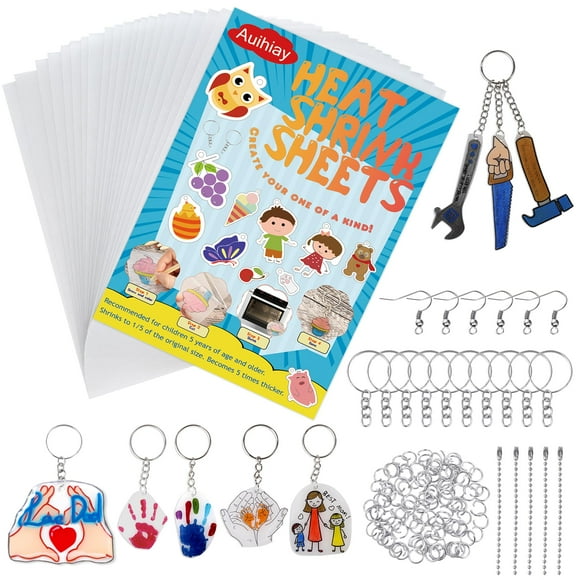 Lámina de plástico retráctil Auihiay de Craft Kit con llaveros, 145 unidades