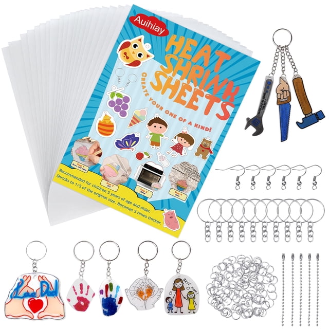 Lámina de plástico retráctil Auihiay de Craft Kit con llaveros, 145 unidades