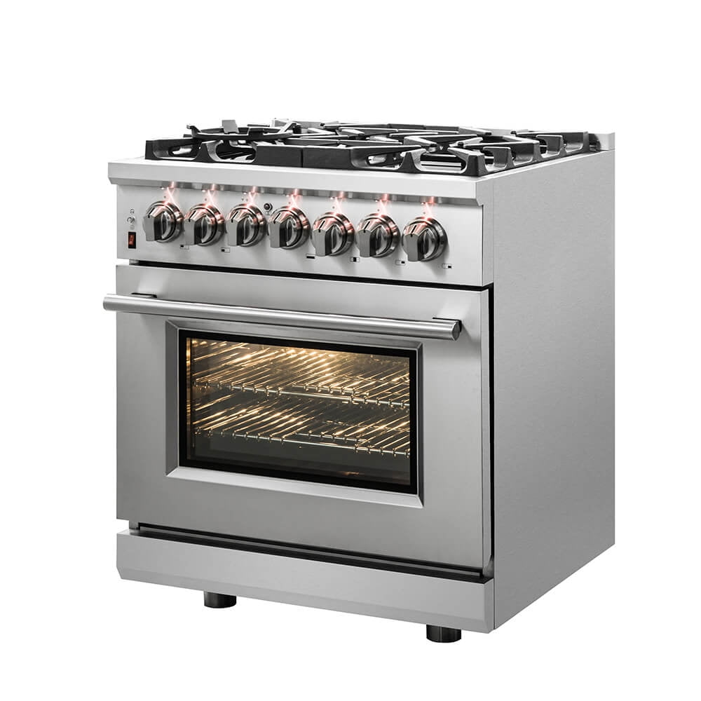 Forno FFSGS612530 30 inch Cossato Stainless Duel Fuel Electric Gas Range