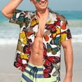 thumbnail image 5 of Lsque Retro Floral Butterfly pattern Hawaiian Shirt for Men, Unisex Summer Beach Casual Short Sleeve Button Down Shirts-XX-Large, 5 of 9