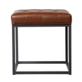 thumbnail image 3 of SEI Meubles Ciarin Carré Cuir Rembourré Pouf Rembourré en Brun, 3 of 3