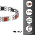 thumbnail image 2 of Metro Jewelry Stainless Steel Carbon Fiber and Wood Inlay Reversible Link Bracelet, 2 of 5