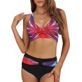 thumbnail image 1 of LAICAIW Womens Two Piece Swimsuits Wrap Front Bikini High Waisted Bottom Tummy Control Bathing Suits Vintage Print Swimwear, 1 of 7
