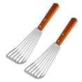thumbnail image 1 of 2x Stainless steel fish spatula, wooden handle fish spatula, slotted spatula, kitchen spatula F Tw, 1 of 5