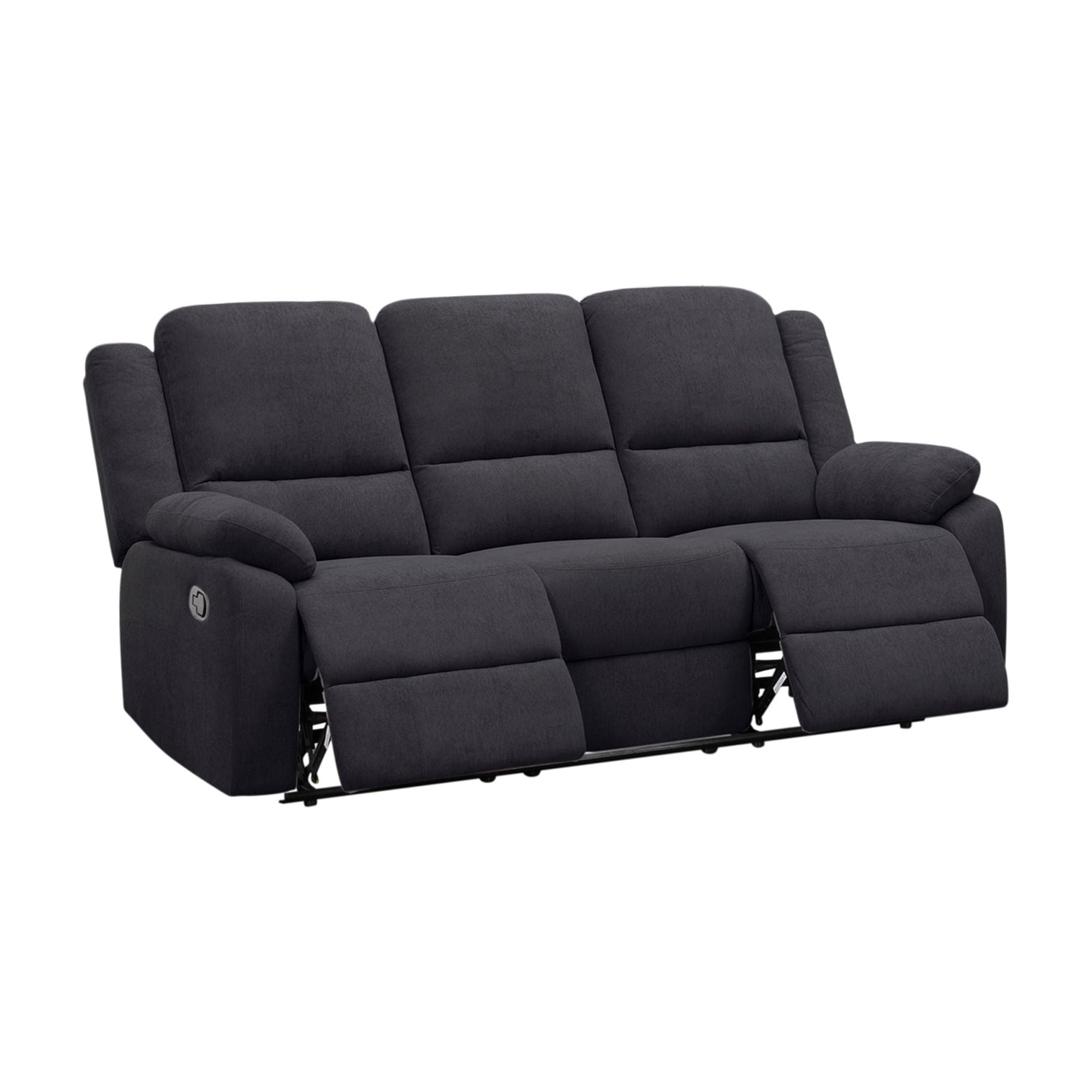 Black 3-Seat Reclining Sofa - Modern Microfiber Living Room Couch