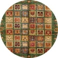 thumbnail image 1 of Ahgly Company Machine Washable Indoor Round Abstract Red Brown Area Rugs, 3' Round, 1 of 7