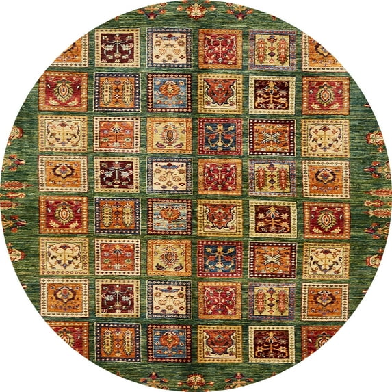 Ahgly Company Machine Washable Indoor Round Abstract Red Brown Area Rugs, 3' Round