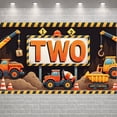 thumbnail image 3 of Construction Vehicles Construction Birthday Banner Orange Color 2nd Birthday Display Traffic Cones Yellow Black Stripes Truck Theme Backdrop for 2nd Birthday Party Kids Celebration Boys Party, 3 of 9
