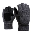 thumbnail image 2 of Guantes de punto cálidos sin dedos para invierno Mitones convertibles cálidos con solapa, 2 of 5