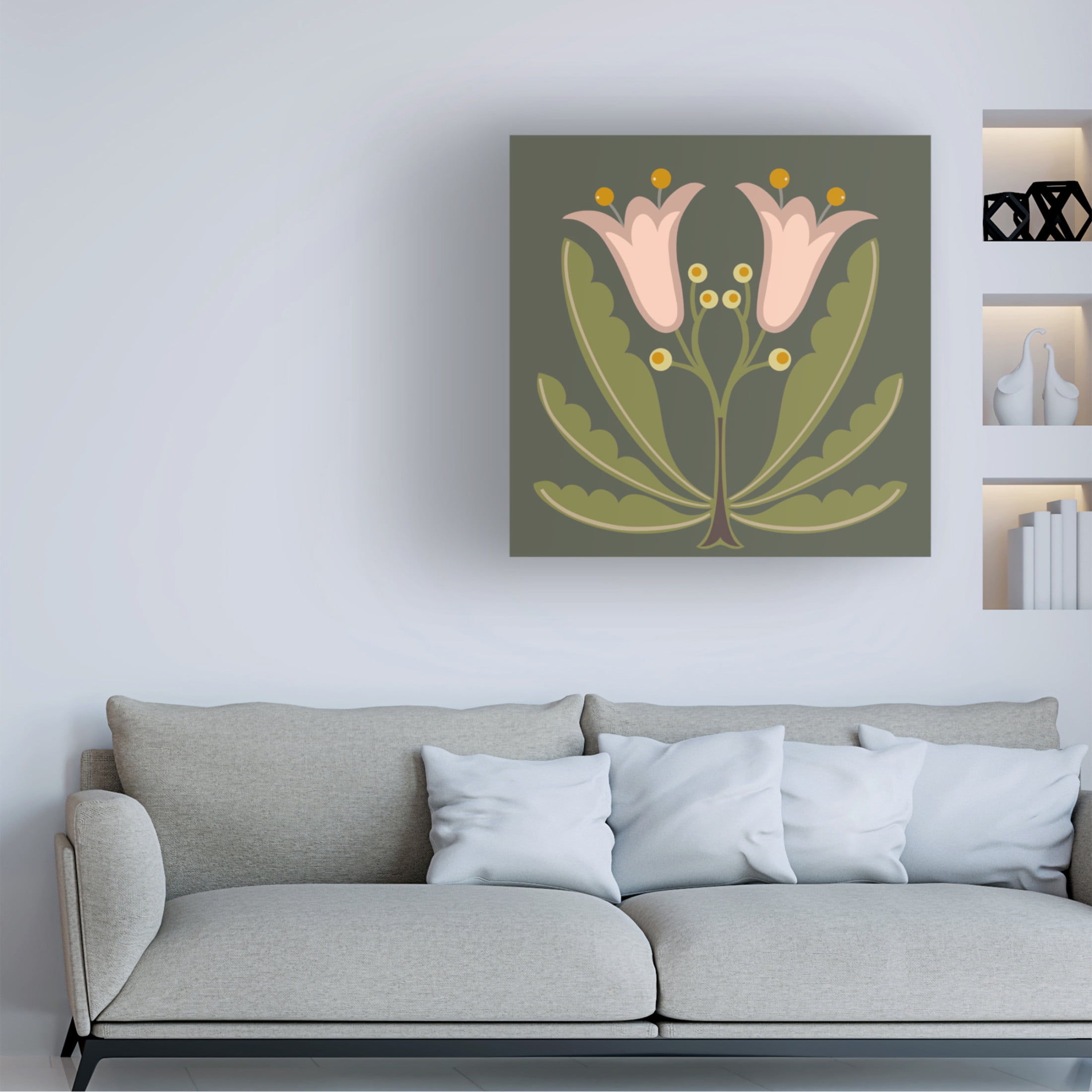 Trademark Fine Art Regina Moore Graphic Folk Flower II Canvas Wall Art