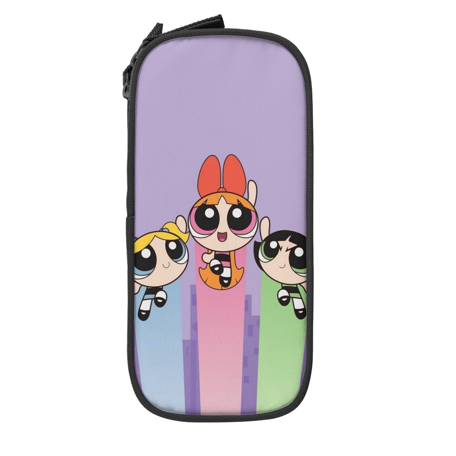 The Powerpuff Gi-rls Pencil Case Large Capacity Pencil Pouch Pen Bag Office Stationery Organizer Travel Makeup Bag Black