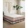 thumbnail image 2 of Boho Colorful Ruffle Bed Skirt California King Size Striped Ethnic Style Geometric Classical Retro Adjustable Elastic Dust Bed Skirts Wrap Around Bedskirt Wrinkle Free Easy Fit with 18 Inch Drop, 2 of 8