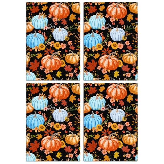 Maple Leaf Autumn Kitchen Towels 4-Pack, Pumpkin Print, Absorbent Soft Tea Bar Towels, Decorative Farmhouse