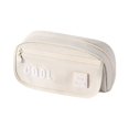 thumbnail image 1 of Large Capacity Study Pouch Holder Bag With 3 Compartments Portable Color Mix Canvas Inside Double Side Mesh Storage Box Desk Organizer Accessories Cute Aesthetic School Supplies For Teen Girls, 1 of 4