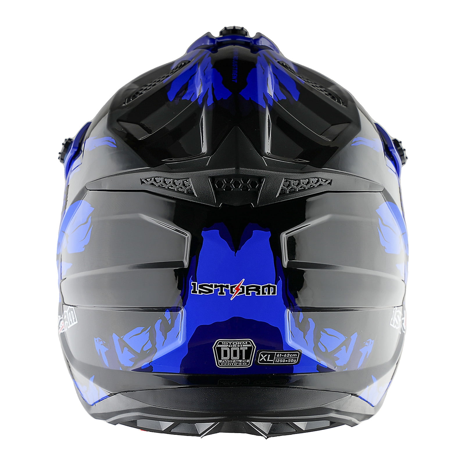 1Storm Adult Motocross Helmet ATV Dirt Bike BMX MX Downhill Mountain Helmet Track Style JH601; Dinosaur Blue