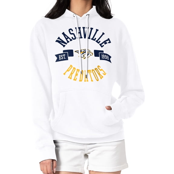 Women's G-III 4Her by Carl Banks White Nashville Predators City Graphic Fleece Pullover Hoodie