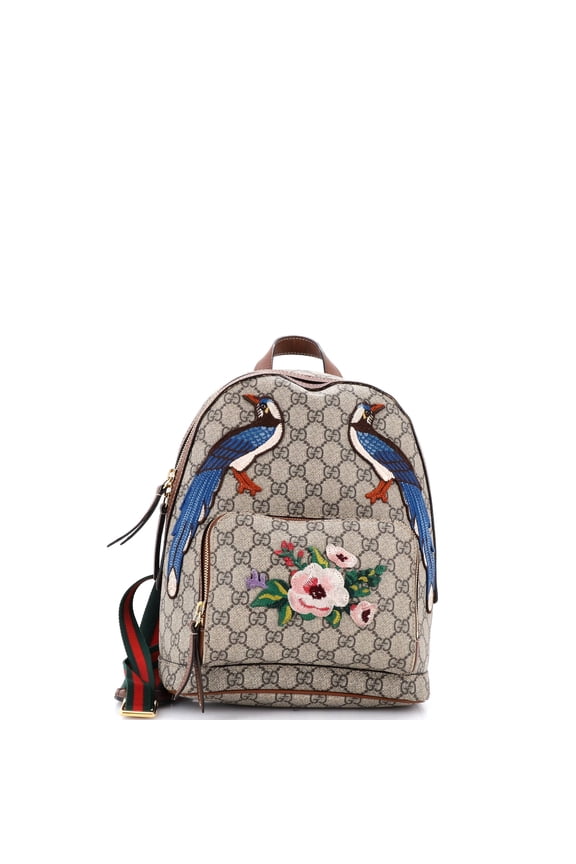 Pre-Owned Zip Pocket Backpack Embroidered GG Coated Canvas Small By Rebag