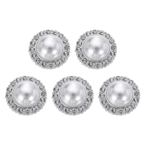 Uxcell 5pcs 40L Silver Faux Pearl Buttons 25mm 1" Plastic Round Sewing Button Replacement Craft Fastener for Coats Clothing DIY Decoration Crafts #8