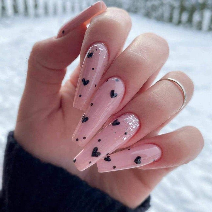 Fofosbeauty 24pcs Extra Long Fake Nails Coffin False Nails Nude Black Heart Walmart Canada