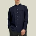 thumbnail image 2 of fatyb Men's Stand Collar Shirts Button down Long Sleeve Shirts Casual Lightweight Plain Mens Dress Shirts, 2 of 6