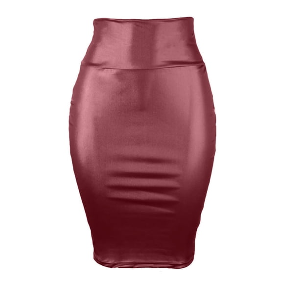 Npasoilc Faux Leather Wrap Hip Skirt for Women High Waist Elastic Plus Size Half Skirt
