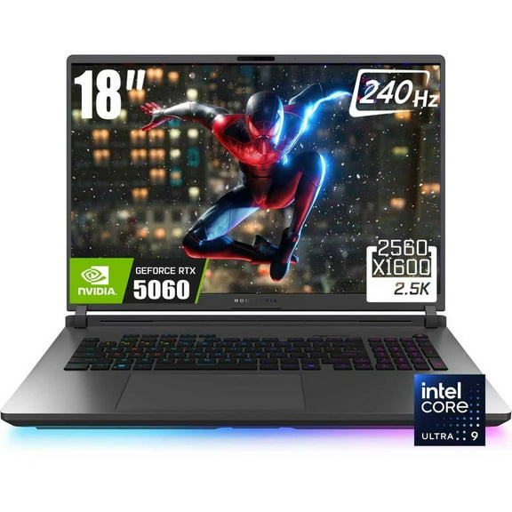 ASUS ROG Strix G18 Gaming Laptop, 18" 2560 x 1600 2.5K 240Hz Nebula Display, Intel Core Ultra 9 275HX, NVIDIA GeForce RTX 5060 8GB GDDR7, RGB Backlit KB, Win11 Home(16GB DDR5 - 1TB SSD)