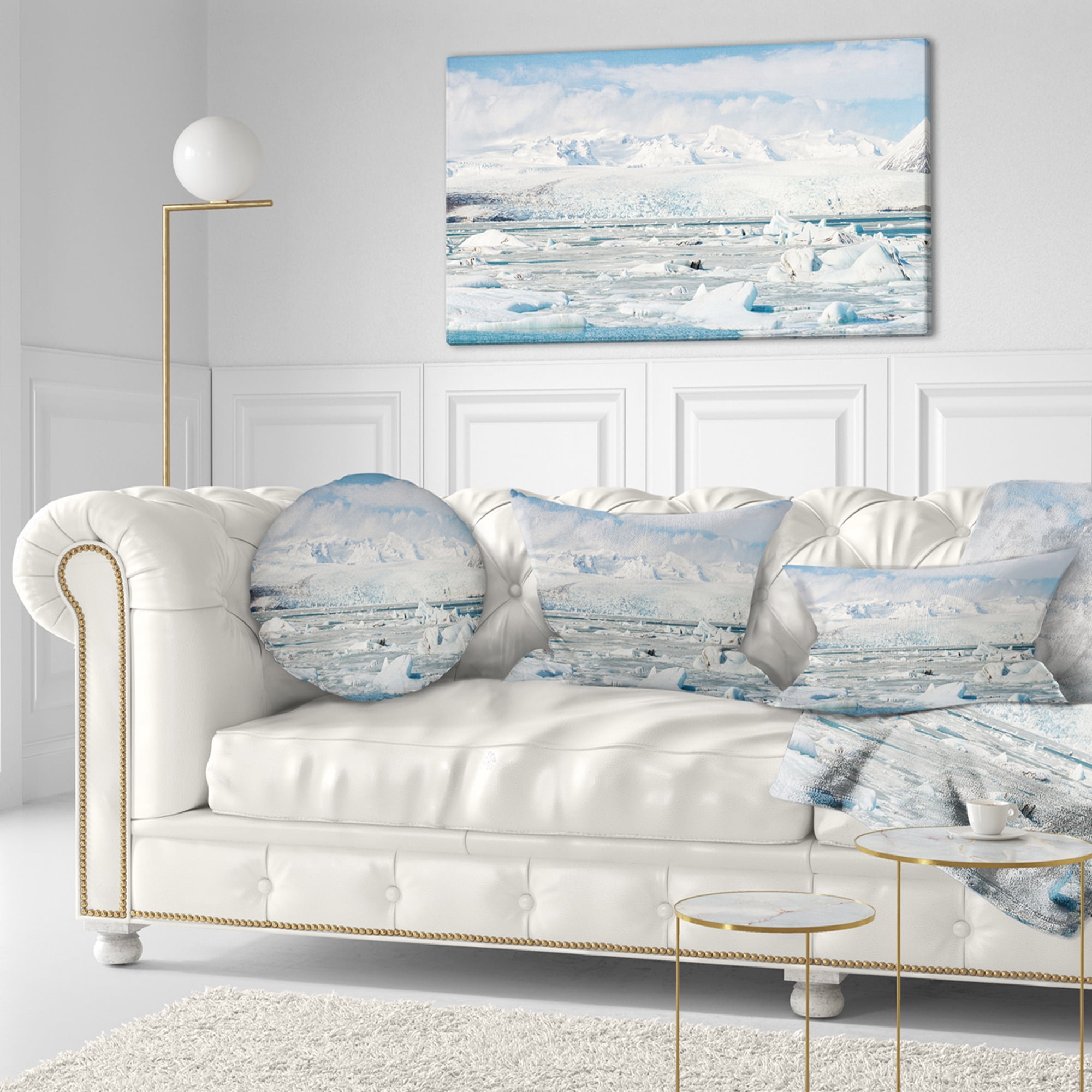 Designart 12" x 20" Blue Polyester Throw Pillow