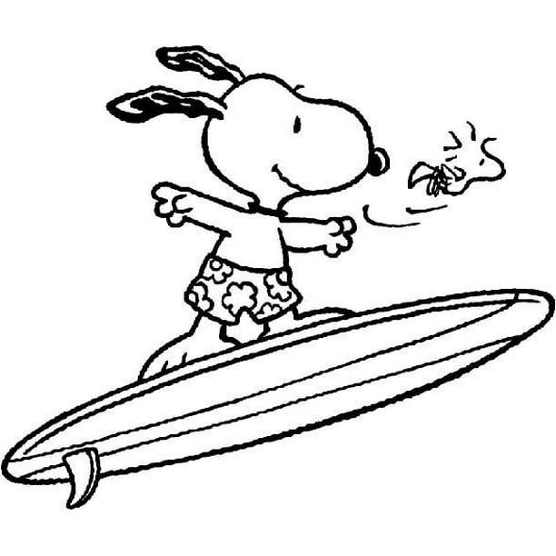 Snoopy Surfing Surf Woodstock Cartoon Character Decors Wall Sticker Art Design Decal For Girls Boys Kids Room Bedroom Nursery Kindergarten Home Decor Stickers Wall Art Vinyl Decoration 35x40 Inch Walmart Com