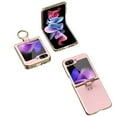 thumbnail image 1 of ELEHOLD Plating Leather Case for Samsung Galaxy Z Flip 5 2023, with Metal Ring Holder Stand Shockproof Anti-Scratch Protective Cover Case for Galaxy Z Flip 5 - Pink, 1 of 2
