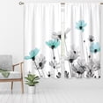 thumbnail image 2 of Farmhouse Teal Grey Floral Daisy Window Curtains Blue Rustic Flower Turquoise Plant Wildflower Farmhouse Curtain Drapes Herb Curtains for Bedroom Living Room Treatment 2 Panels 42Wx63H Inch, 2 of 6