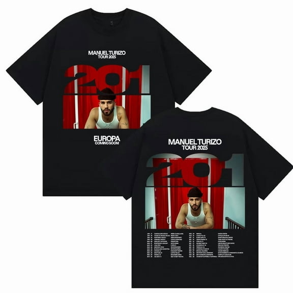 Rapper Manuel Turizo Tour 2025 Loose Short Sleeve T-Shirt Vintage Oversized Cotton T-Shirt Streetwear