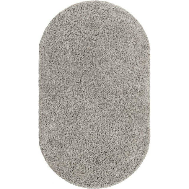 Unique Loom Everyday Shag Plush Area Rug 5' 1 x 8' Oval in Light Green