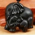 thumbnail image 5 of GKNET Crystal Natural Black Obsidian Elephant Necklace Pendant Bead with Chain, 5 of 6