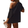 thumbnail image 5 of Czanzd Women's Oversized Off-Shoulder T-Shirt Loose Fit Casual Short Sleeve Top,Black,S, 5 of 6