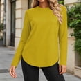 thumbnail image 5 of Chbgutlmr Womens Tops Long Sleeve Crew Neck Curved Hem T-Shirts Casual Loose Fall Comfy Basic Solid Color Tops, 5 of 7
