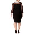 thumbnail image 2 of Alex Evenings Womens Plus Bell Sleeves Knee-Length Party Dress Black 16W, 2 of 2